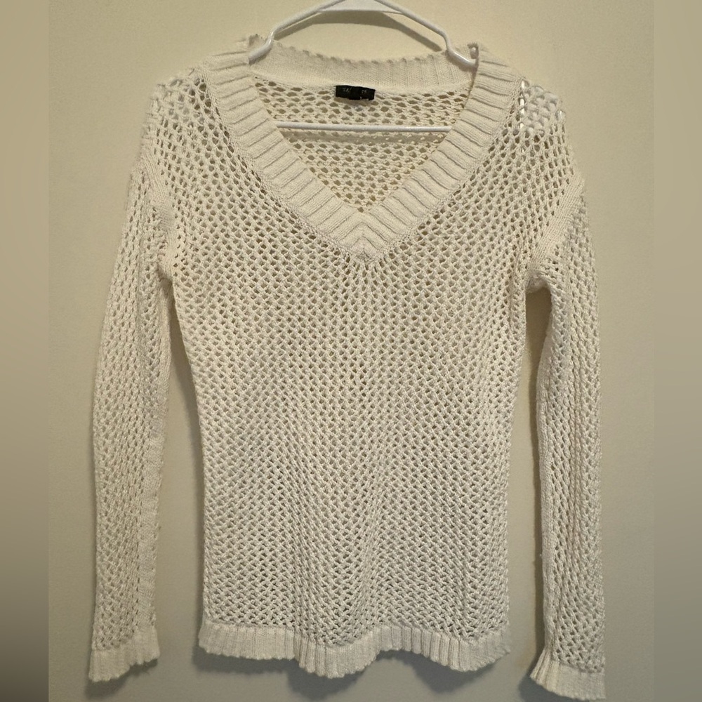 Talbots White Knit Sweater Size P